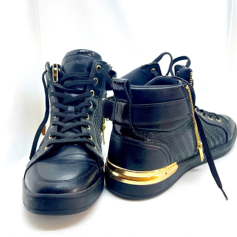 ALDO Black and Gold High-Top Sneakers